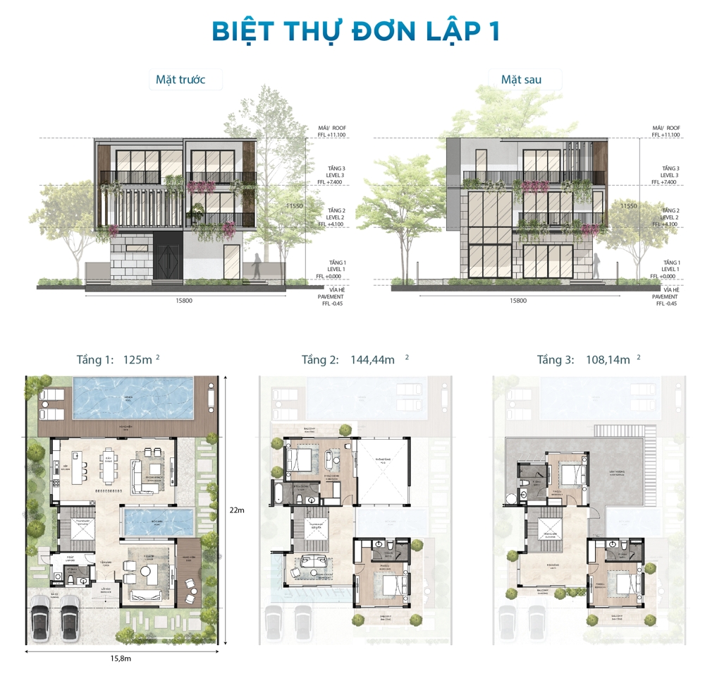 Mặt bằng biệt thự đơn lập 1 eco village Saigon River