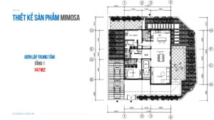 Mặt bằng tầng 1 đơn lập biệt thự mimosa ecopark