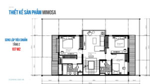 Mặt bằng tầng 2 song lập điển hình biệt thự mimosa ecopark