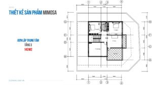Mặt bằng tầng 3 đơn lập biệt thự mimosa ecopark