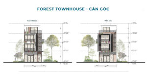 Mặt cắt nhà phố blue forest căn góc eco village saigon river
