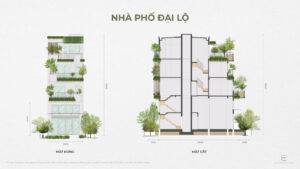 mặt cắt nhà phố đại lộ the plaza eco central park