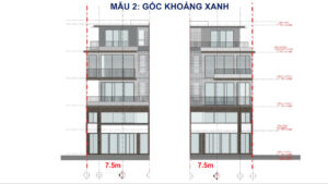 mặt cắt shophouse all blue góc eco village saigon river