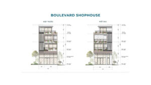mặt cắt shophouse boulevard góc eco village saigon river