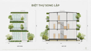 mặt cắt song lập the garden ecopark vinh