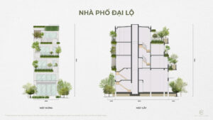 mặt cắt tầng nhà phố đại lộ the garden