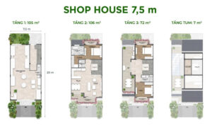 mặt bằng shophouse 7,5m Eco Retreat