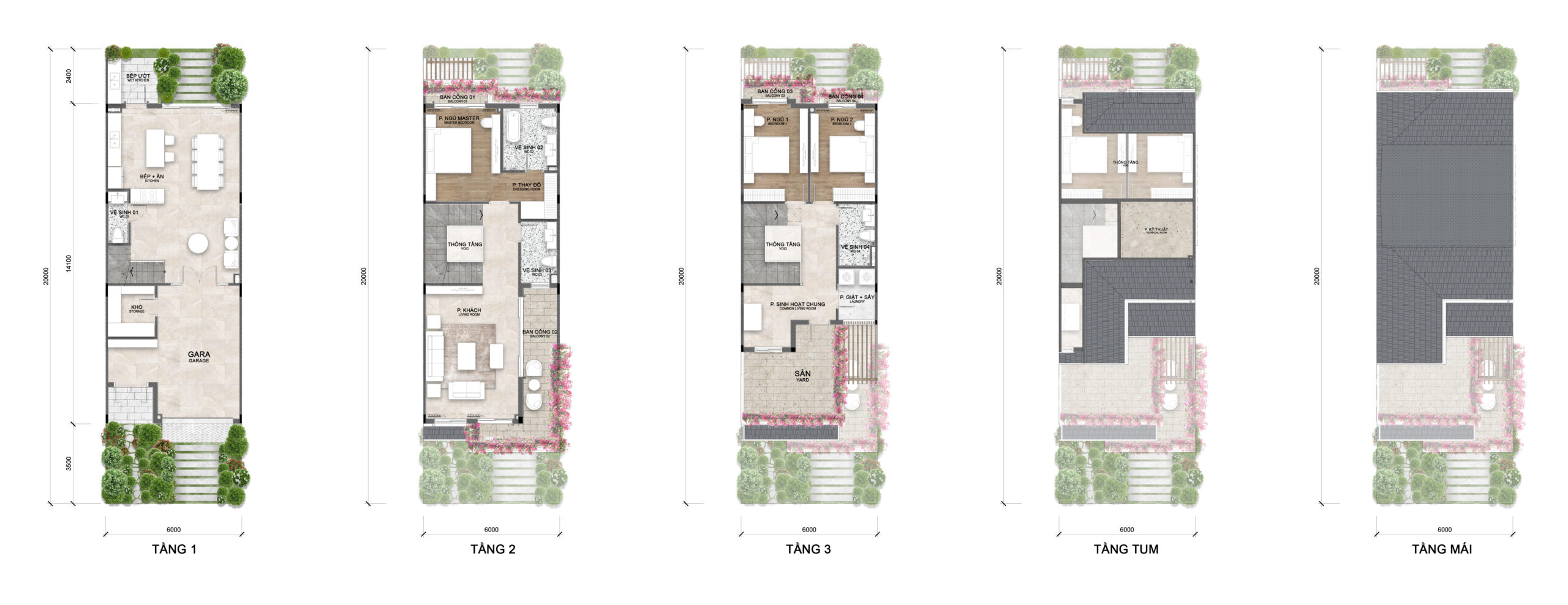 mặt bằng tầng nhà phố townhouse eco retreat long an