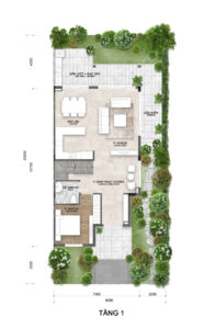 tầng 1 biệt thự song lập eco retreat