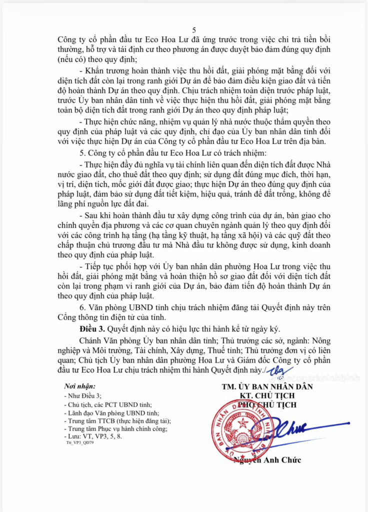 UBND tỉnh Ninh Bình giao đất đợt 1: 110ha triển khai dự án Ecopark Ninh Bình 10 27 Tháng 10, 2026 quyet dinh giao dat Eco Ninh Binh 1