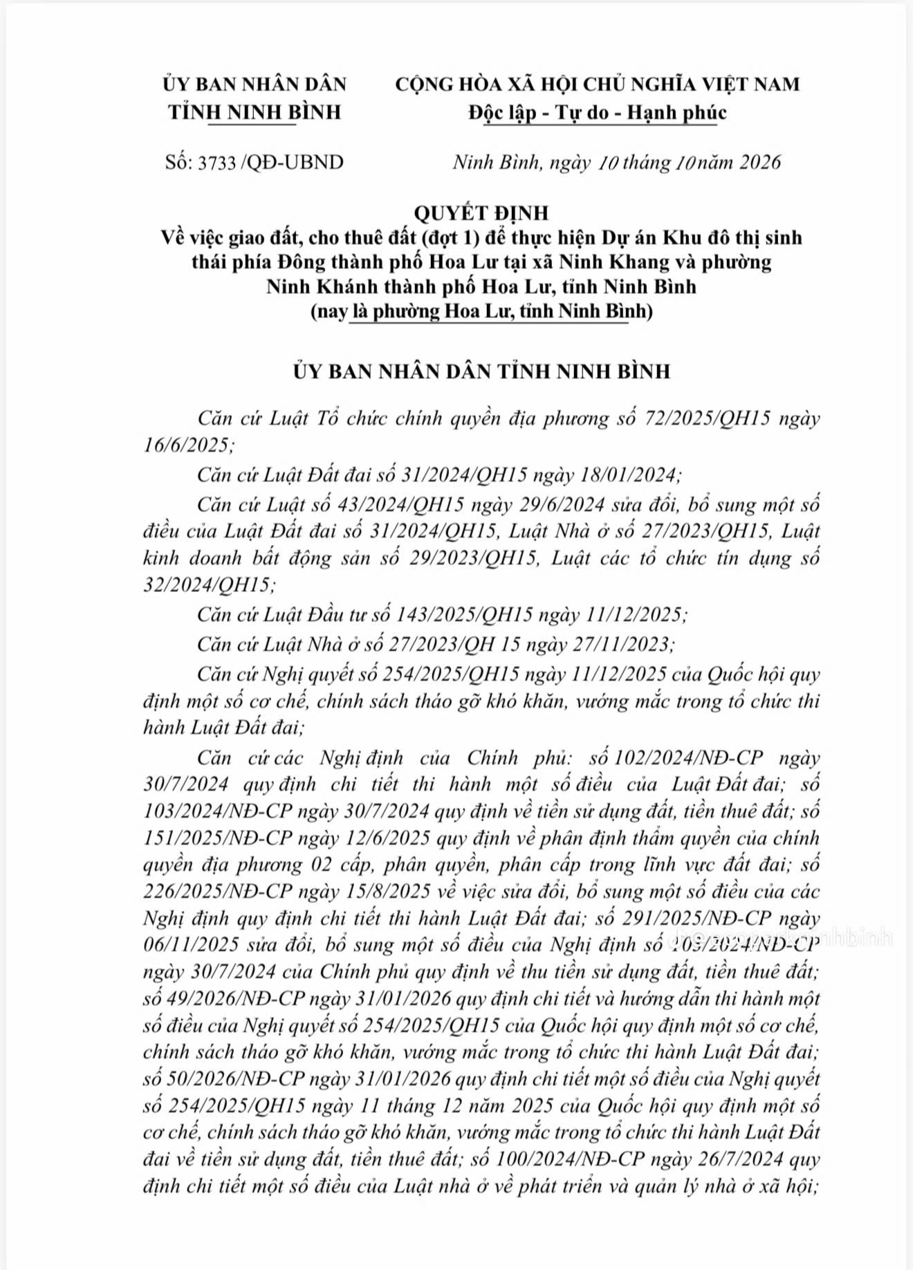 27 Tháng 10, 2026 quyet dinh giao dat Eco Ninh Binh 2